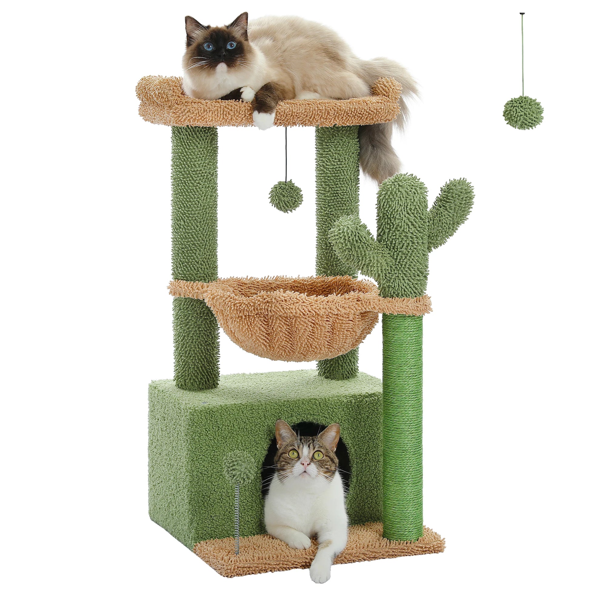 Árbol para gatos Cactus Cat Tower para gatos de interior con gran condominio para gatos