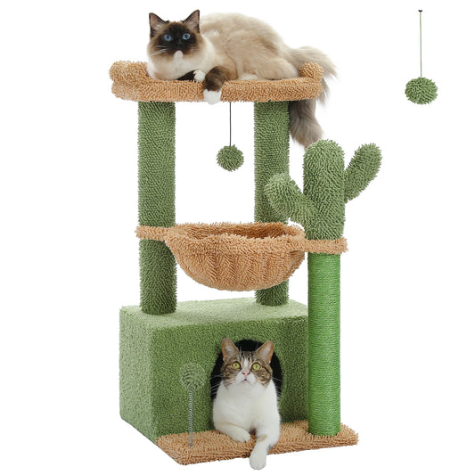 Árbol para gatos Cactus Cat Tower para gatos de interior con gran condominio para gatos