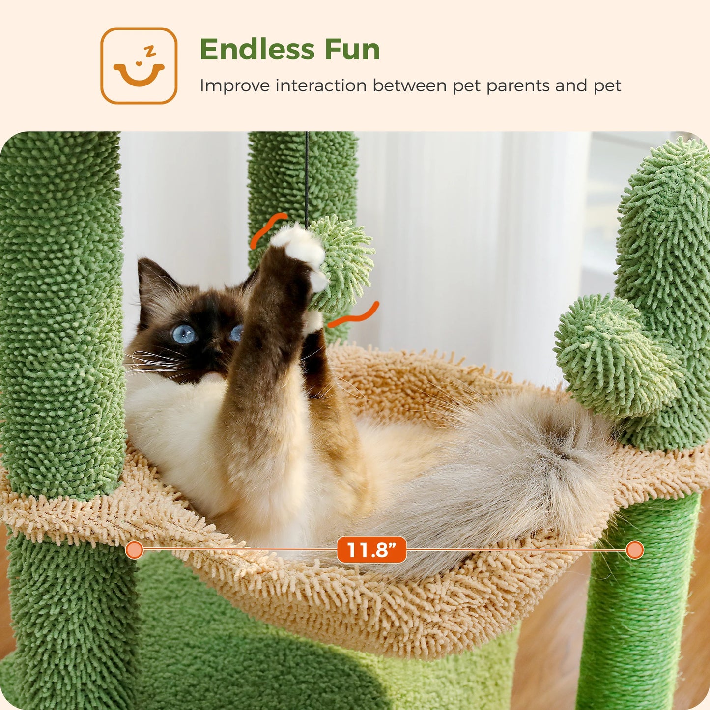 Árbol para gatos Cactus Cat Tower para gatos de interior con gran condominio para gatos