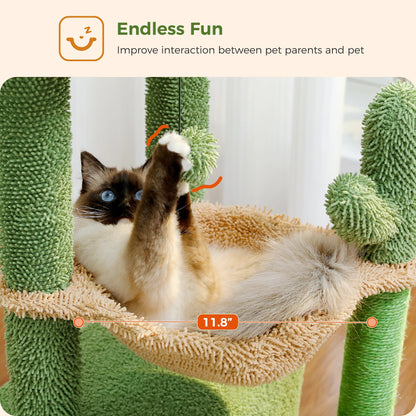 Árbol para gatos Cactus Cat Tower para gatos de interior con gran condominio para gatos